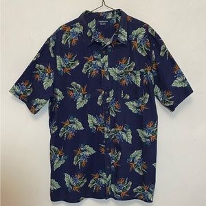 Croft & Barrow MENS Dark Blue Floral Hawaiian Short Sleeve Shirt sz 3XLT